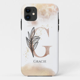 Funda Para iPhone 11 Monograma Letra inicial moderna G Boho Personaliza