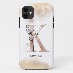 Funda Para iPhone 11 Monograma Letra inicial moderna K Boho Personaliza