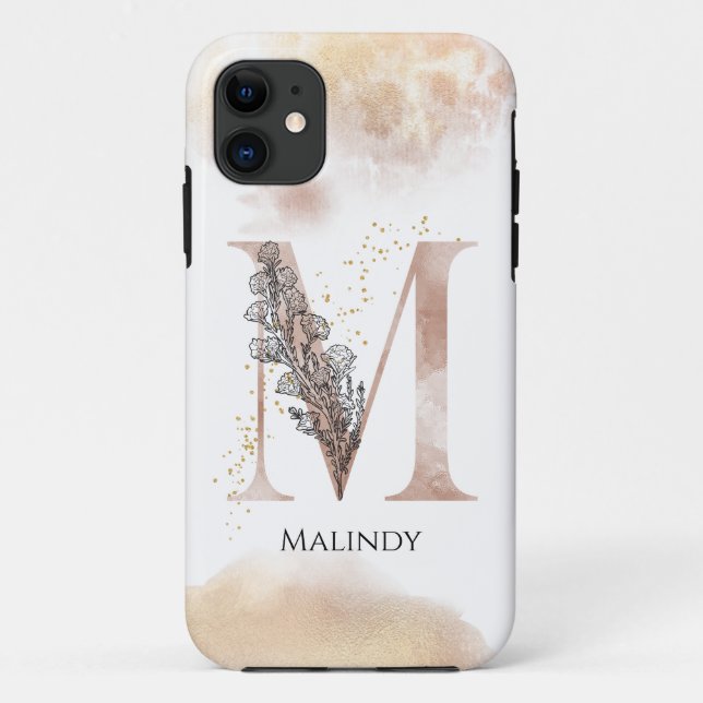 Funda De Case-Mate Para iPhone Monograma Letra inicial moderna M Boho Personaliza (Reverso)