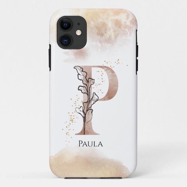 Funda De Case-Mate Para iPhone Monograma Letra inicial moderna P Boho Personaliza (Reverso)