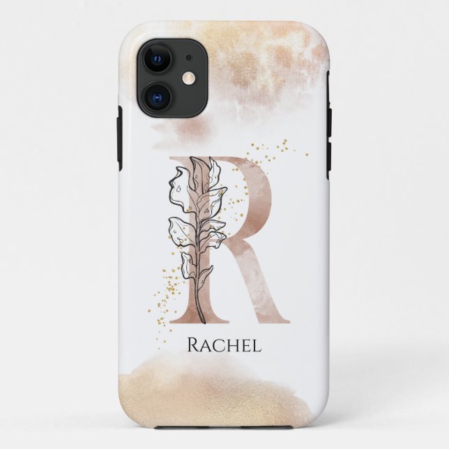 Funda De Case-Mate Para iPhone Monograma Letra inicial moderna R Boho Personaliza (Reverso)