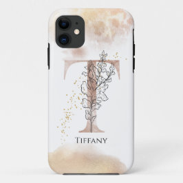 Funda Para iPhone 11 Monograma Letra inicial moderna T Boho Personaliza