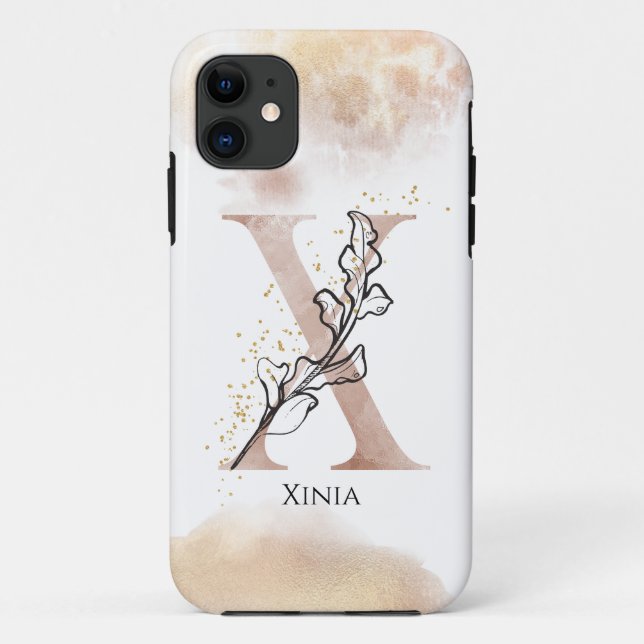 Funda De Case-Mate Para iPhone Monograma Letra inicial moderna X Boho Personaliza (Reverso)