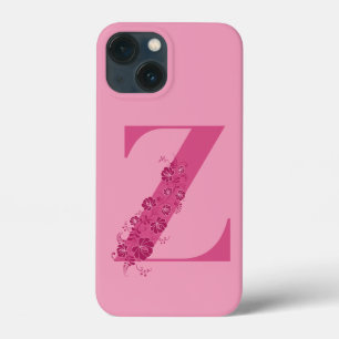 Funda Para iPhone 13 Mini Monograma Letra rosa floral Z Estuche para iPhone