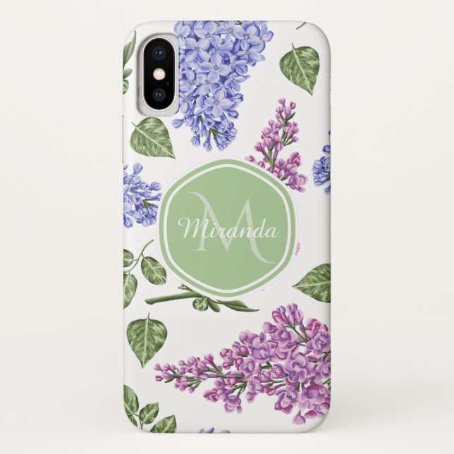 Funda De Case-Mate Para iPhone Monograma Lila Lavanda (Reverso)