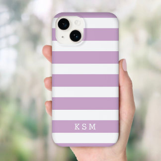 Funda Para iPhone 14 De Case-Mate Monograma Lilac Purple and White Classic Stripes