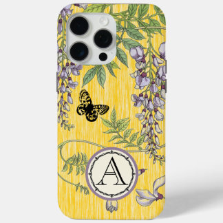Funda Para iPhone 15 Pro Max Monograma Lilac y Amarillo Vintage