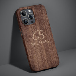 Funda Para iPhone 14 De Case-Mate Monograma Madera Rústica Madera Nombre Personaliza