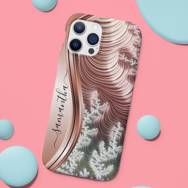 Funda De Case-Mate Para iPhone Monograma manuscrito metálico de oro Rosa (Subido por el creador)