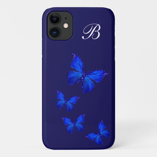 Funda De Case-Mate Para iPhone Monograma mariposa de naturaleza giratoria (Reverso)