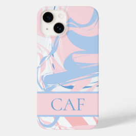 Funda Para iPhone 14 De Case-Mate Monograma Mármol Remolino Azul Blanco Rosa 