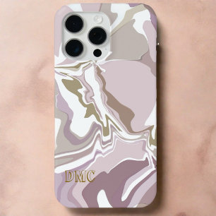 Funda Para iPhone 15 Pro Max Monograma mármol rosa rubor abstracto dorado blanc