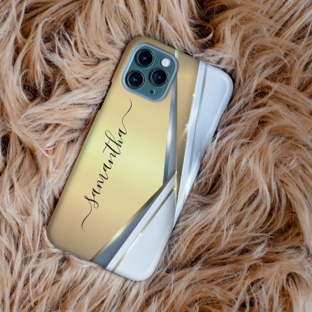 Funda De Case-Mate Para iPhone Monograma Metalizado mixto de oro 3D (Subido por el creador)