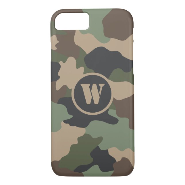 Funda De Case-Mate Para iPhone Monograma militar Khaki de Woodland Camo (Reverso)
