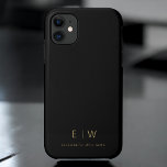 Funda Para iPhone 11 Monograma Minimalista de oro negro clásico<br><div class="desc">Eleva tu smartphone con nuestro elegante y clásico estuche para iPhone de Monograma Minimalista Moderno. Este funda de diseño meticuloso combina la sofisticación atemporal con el minimalismo contemporáneo. Diseñado a la perfección, no sólo protege tu equipo, sino que también añade un toque de estilo personalizado. Las opciones de personalización de...</div>
