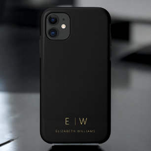 Funda Para iPhone 11 Monograma Minimalista de oro negro clásico