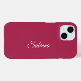 Funda Para iPhone 15 Monograma minimalista rosa cereza