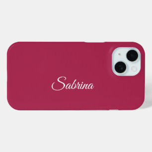 Funda Para iPhone 15 Monograma minimalista rosa cereza