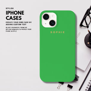 Funda Para iPhone 14 De Case-Mate Monograma Minimalista simple moderno verde y dorad