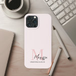 Funda Para iPhone 13 Pro Max Monograma mínimo inicial y nombre Pastel rosa<br><div class="desc">Proteja su teléfono con estilo con nuestro estuche minimalista para iPhone de monograma inicial y de nombre Pastel rosa. Este elegante funda presenta un diseño elegante y personalizado con su nombre inicial, situado en un suave fondo rosa pastel. Fabricado con materiales duraderos y de alta calidad, ofrece una excelente protección...</div>