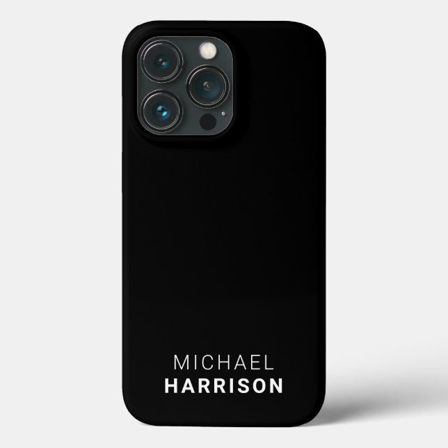 Funda De Case-Mate Para iPhone Monograma mínimo moderno negro (Reverso )