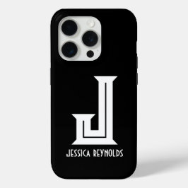 Funda Para iPhone 15 Pro Monograma mínimo negro