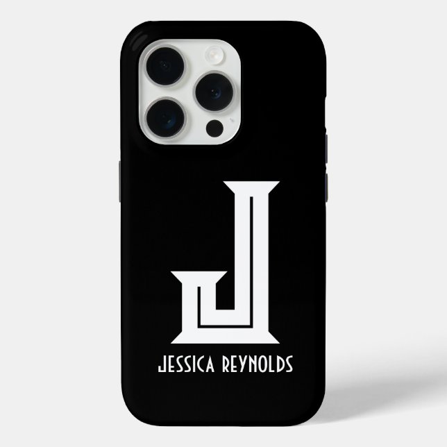 Funda De Case-Mate Para iPhone Monograma mínimo negro (Reverso )