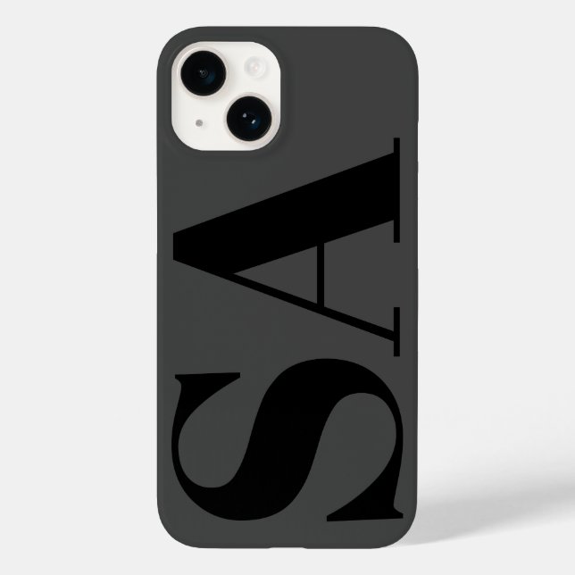 Funda De Case-Mate Para iPhone Monograma mínimo negro moderno (Reverso )