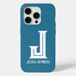 Funda Para iPhone 15 Pro Monograma mínimo Verde azulado