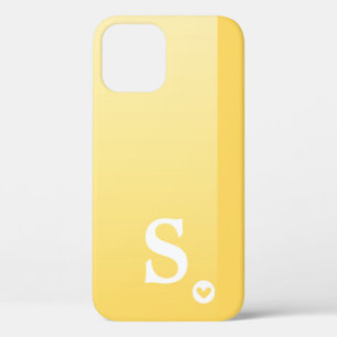 Funda Para iPhone 12 Monograma Moda moderna simple corazón amarillo gir