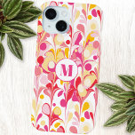 Funda Para iPhone 15 Monograma Modelo abstracto Retro De Mármol Rosa<br><div class="desc">Modesto patrón de mármol abstracto moderno en rosa,  naranja y amarillo. Cambie el monograma inicial para personalizarlo.</div>