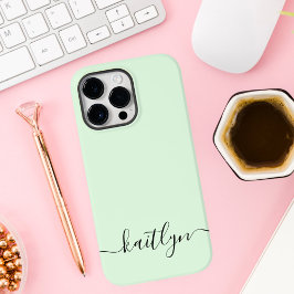 Funda Para iPhone 14 Pro Max De Case-Mate Monograma Moderna en Verde Femenino Personalizada