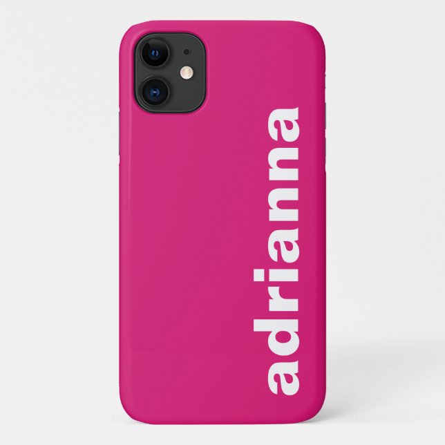Funda De Case-Mate Para iPhone Monograma Moderna Rosa Caliente (Reverso)