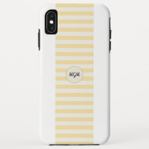 Funda Para iPhone XS Max Monograma Moderno a Rayas Amarillo Soleado y Crema