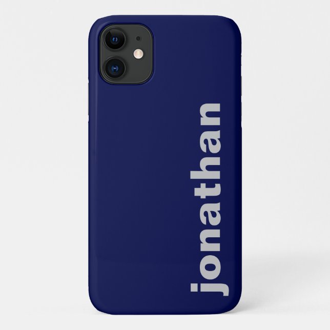 Funda De Case-Mate Para iPhone Monograma Moderno Azul Marino (Reverso)