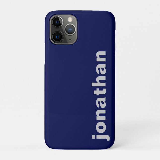 Funda De Case-Mate Para iPhone Monograma Moderno Azul Marino (Reverso)