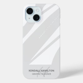 Funda Para iPhone 15 Monograma moderno blanco y gris Resumen elegante