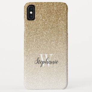 Funda Para iPhone XS Max Monograma moderno con brillo falso ombre dorado