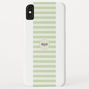 Funda Para iPhone XS Max Monograma moderno con rayas de crema y verde claro