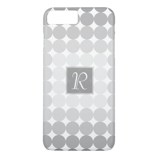 Funda De Case-Mate Para iPhone Monograma moderno de círculos grises (Reverso)