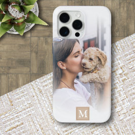 Funda Para iPhone 15 Pro Max Monograma moderno de gradiente blanco fotográfico