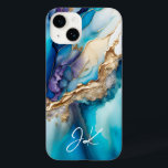 Funda Para iPhone 14 De Case-Mate Monograma moderno de mármol de oro azul personaliz<br><div class="desc">Monograma moderno de mármol azul de oro Los estuches personalizados para iPhone presentan su monograma personalizado en una tipografía de escritura caligráfica elegante sobre un fondo moderno de mármol azul y oro. Un regalo perfecto para su cumpleaños, madre para el Día de la Madre, hermana o mujer para Navidades y...</div>