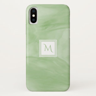 Funda Para iPhone X Monograma moderno de mármol suave verde claro