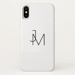 Funda Para iPhone X Monograma moderno de Minimalistic blanco y negro