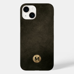 Funda Para iPhone 14 De Case-Mate Monograma moderno de oro cepillado negro