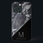 Funda Para iPhone 13 Pro Monograma moderno de Piedra de Mármol Negro y Gris<br><div class="desc">Monograma moderno de Piedra de Mármol Negro y Gris y carta inicial personalizado personalizada. Hace un regalo moderno y elegante para los miembros de la familia,  marido,  mujer,  amigos y más. Maletín de la cartera telefónica personalizada! ~ Revisa mi tienda para ver toda la colección con este diseño!</div>