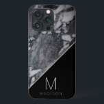 Funda Para iPhone 13 Pro Monograma moderno de Piedra de Mármol Negro y Gris<br><div class="desc">Monograma moderno de Piedra de Mármol Negro y Gris y carta inicial personalizado personalizada. Hace un regalo moderno y elegante para los miembros de la familia,  marido,  mujer,  amigos y más. Maletín de la cartera telefónica personalizada! ~ Revisa mi tienda para ver toda la colección con este diseño!</div>