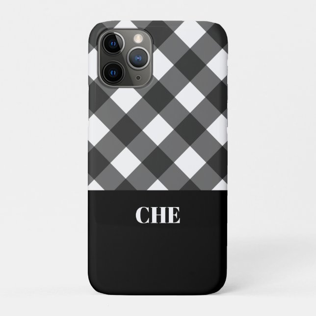 Funda De Case-Mate Para iPhone Monograma moderno de plástico blanco negro (Reverso)