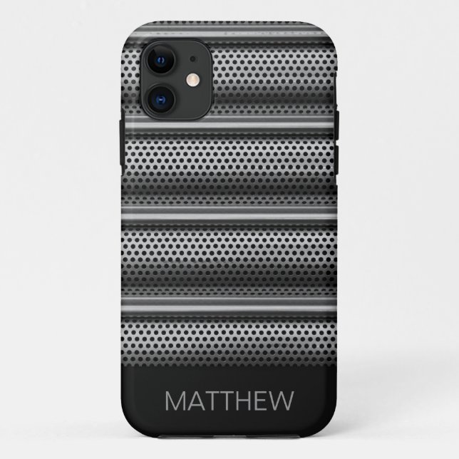 Funda De Case-Mate Para iPhone Monograma Moderno de Plata (Reverso)