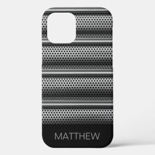Funda Para iPhone 12 Monograma Moderno de Plata